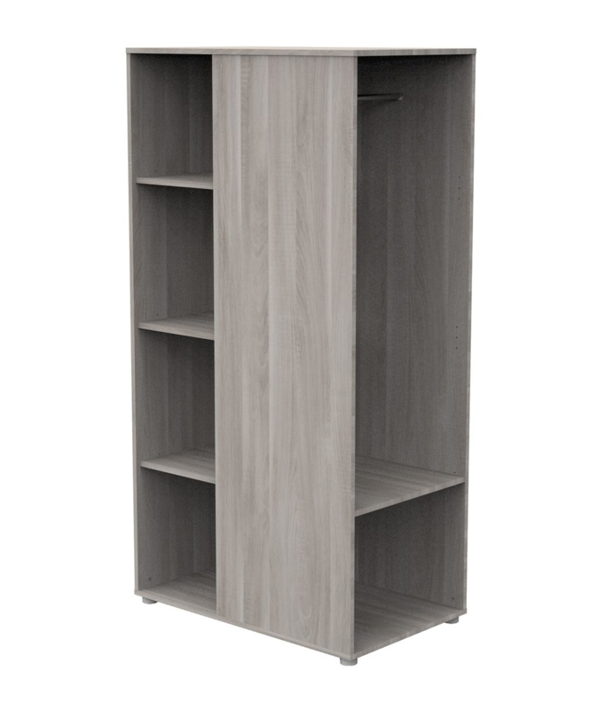 Meuble de rangement avec étagères et penderie en décor bois, Sauthon -