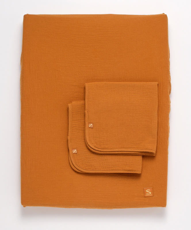 Sauthon - Housse de matelas à langer et linges en gaze de coton -