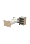 Lit bébé combiné 120x60 évolutif en 90x190 en décor bois avec commode à langer étagère 2