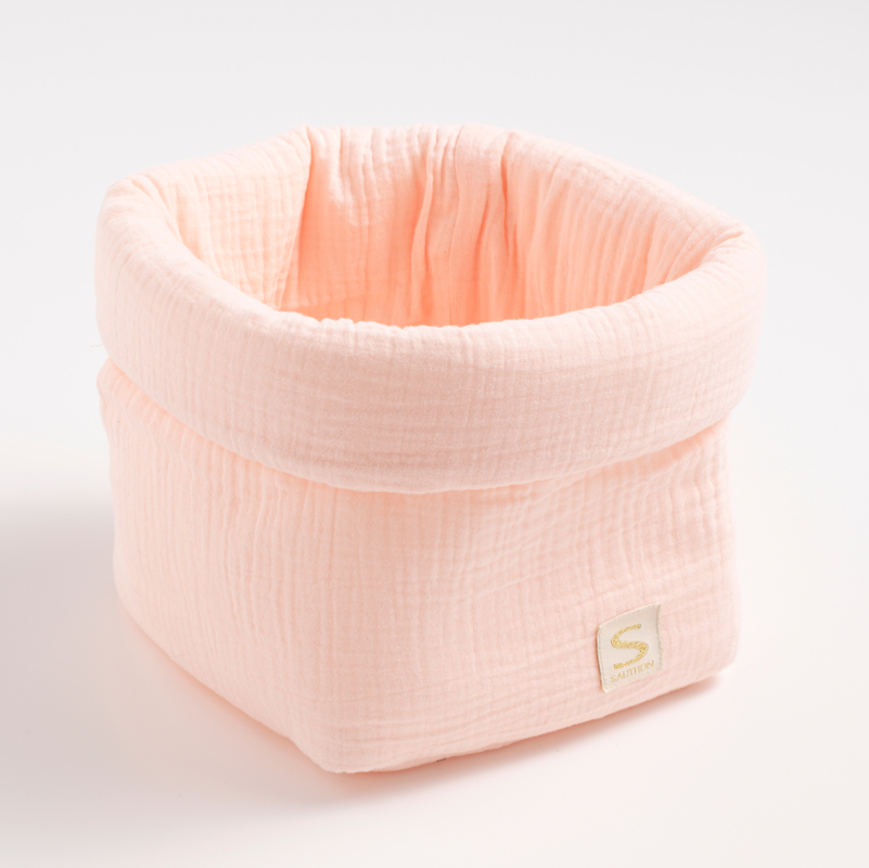 Panière de rangement en double gaze de coton, Sauthon -