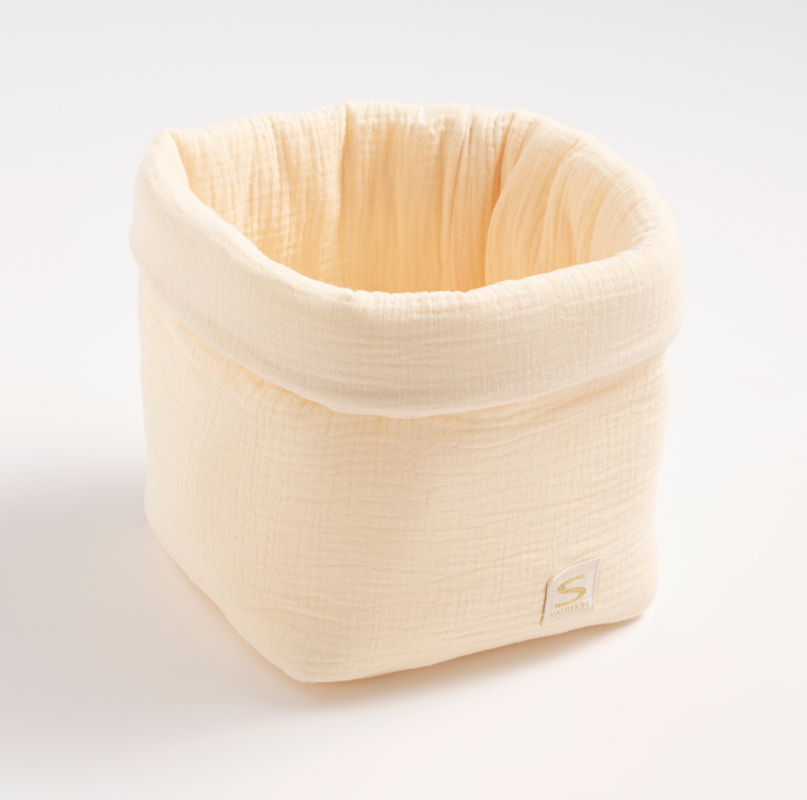 Panière de rangement en double gaze de coton, Sauthon -