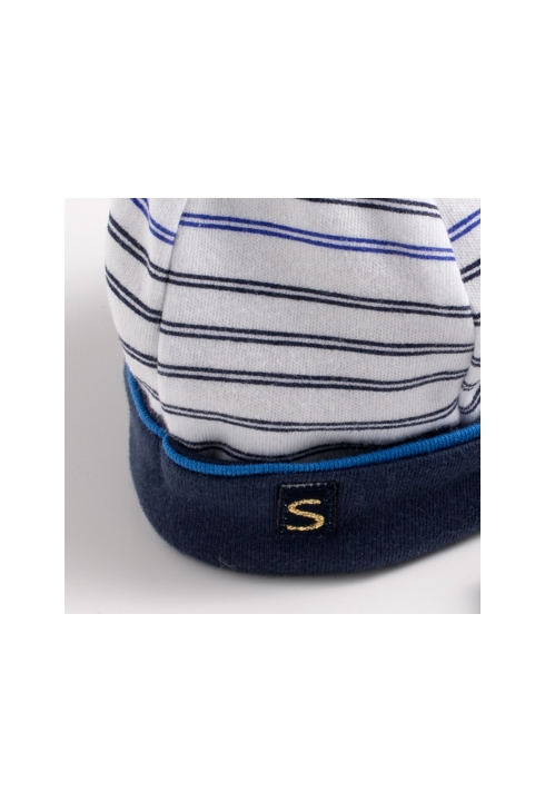 Bonnet et moufles marinière