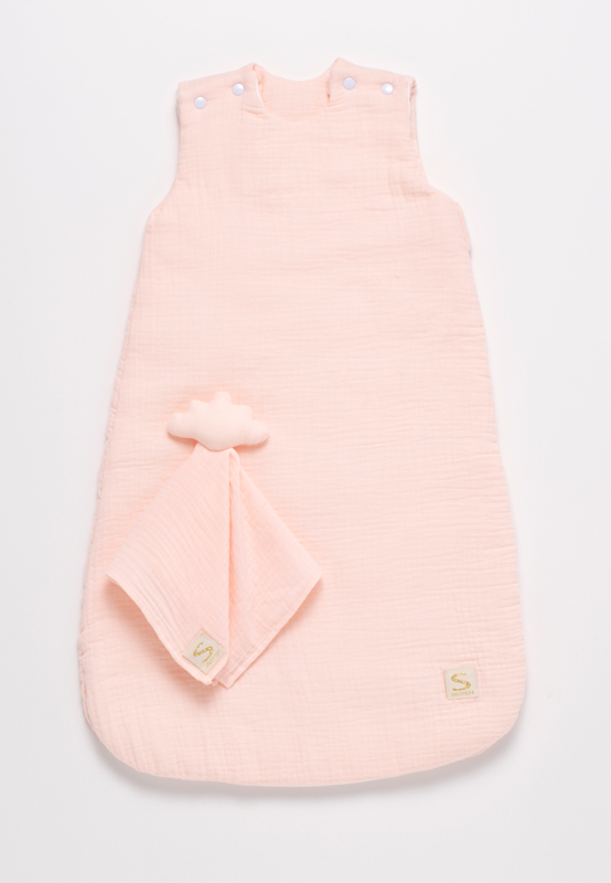 Gigoteuse bébé hiver en double gaze de coton et son doudou mouchoir -