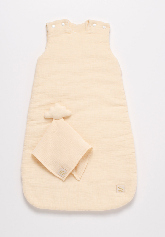 Gigoteuse bébé hiver en double gaze de coton et son doudou mouchoir -