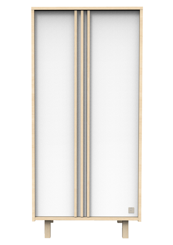 Sauthon - Armoire 2 portes en décor chêne velours et blanc avec appliques en bois - - Dès la naissance