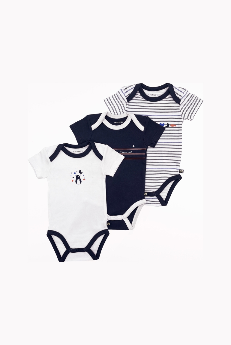 Bodies bébé croisés à manches courtes Lot de 3, Sauthon 1