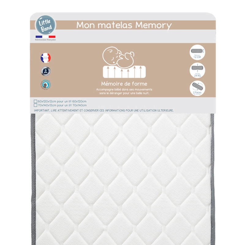 Little Band - Matelas lit Memory 24kg/m3 70x140 cm, Little Band - Mixte