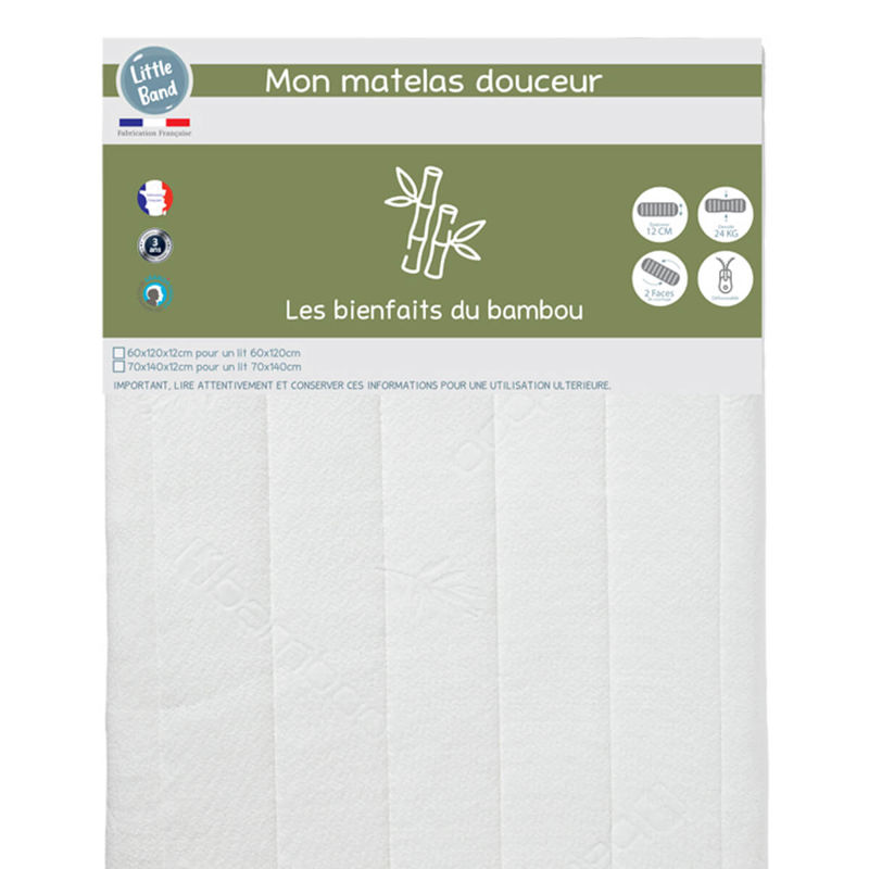 Matelas lit Douceur 24kg/m3 70x140 cm, Little Band -