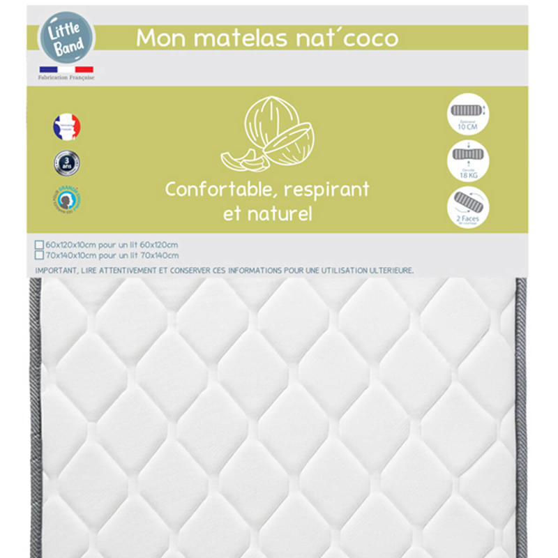 Matelas Nat'Coco 60x120 cm 18kg/m3, Little Band -