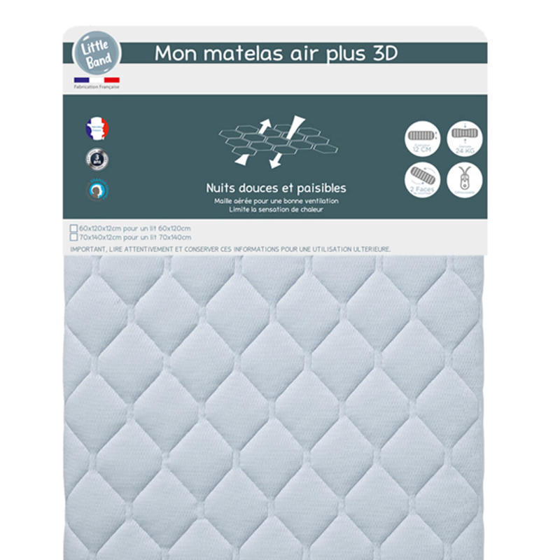 Little Band - Matelas lit Air'Plus 3D 24kg/m3 70x140 cm, Little Band - Mixte
