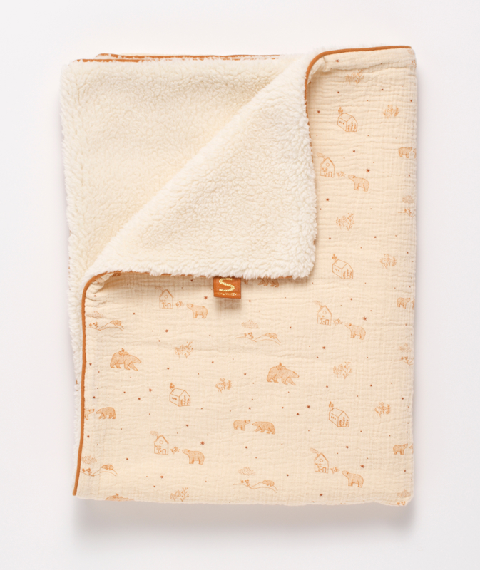 Couverture bébé 75x100cm en sherpa beige, Sauthon -
