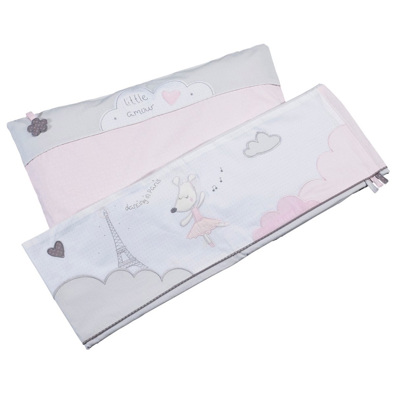 Parure de lit bébé 190x140cm et taie en coton Rose, Sauthon -