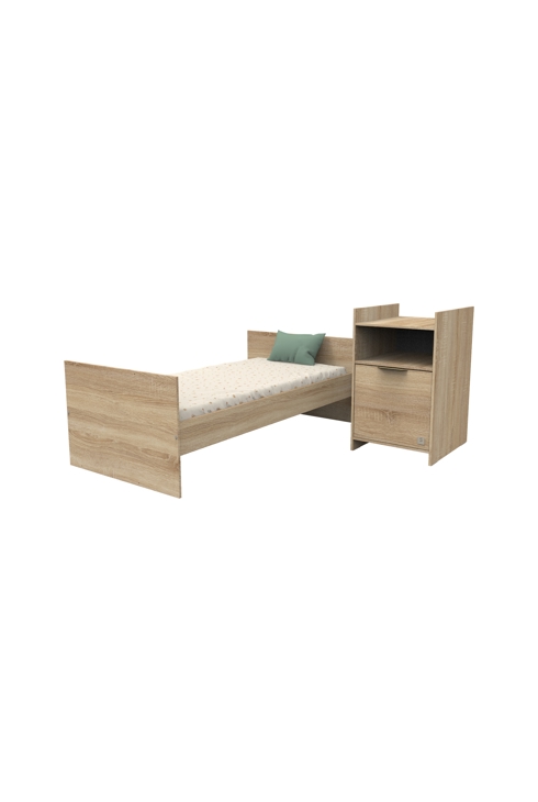 Lit combiné 120x60 évolutif en 90x190 avec porte décor chêne doré, Sauthon