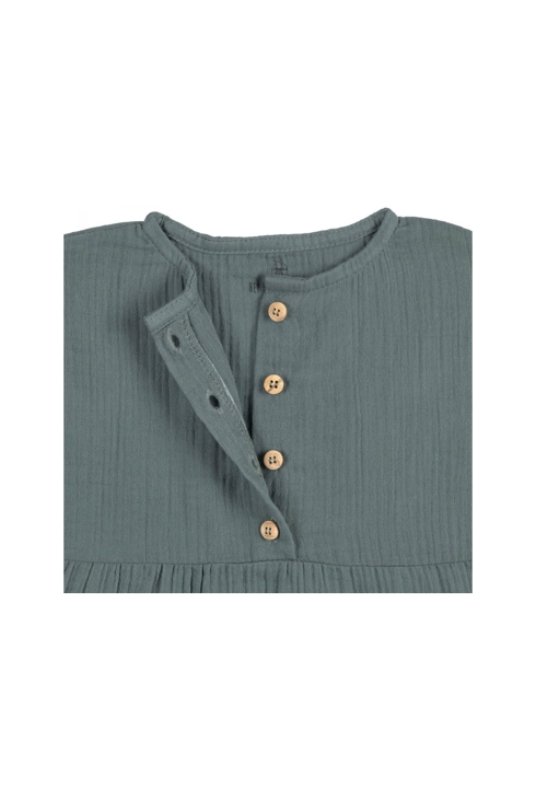 Robe en mousseline gots vert pétrole, Lassig