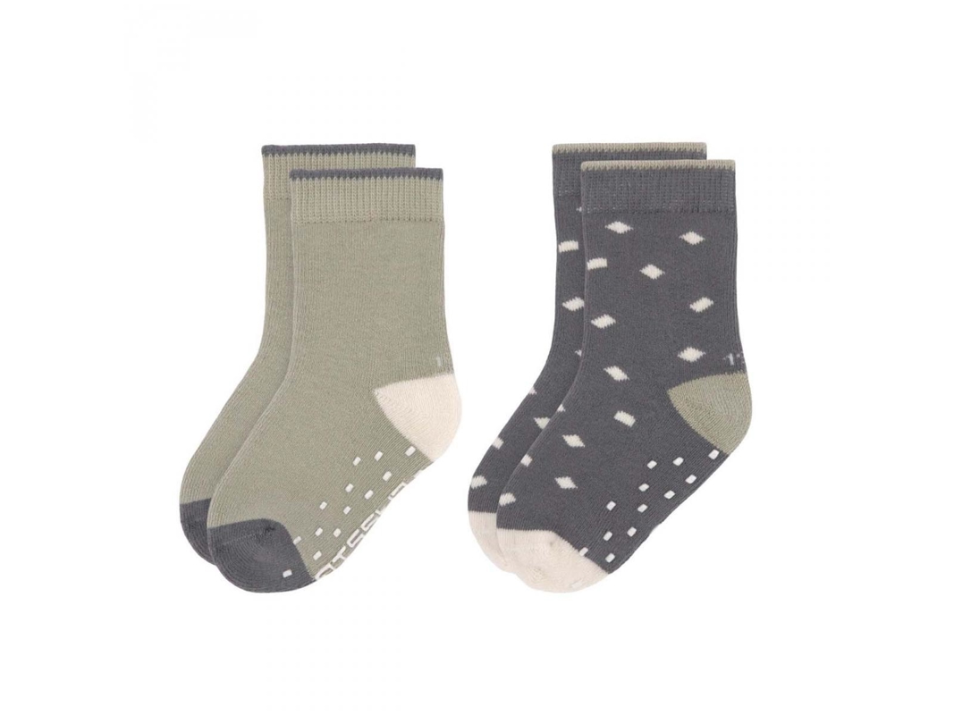 Lot de 2 chaussettes antidérapantes anthracite-olive, Lassig - 27/28