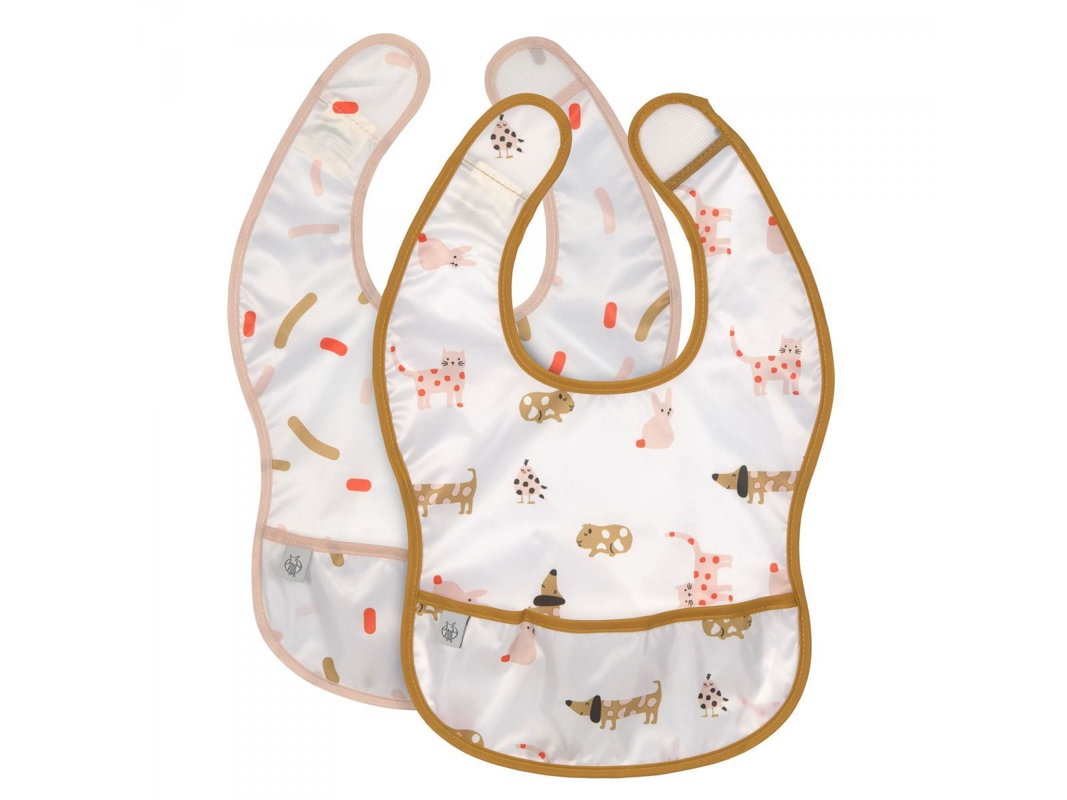 Lässig - Lot de 2 bavoirs avec poche little mateys orange épicé, Lassig - - Dès la naissance