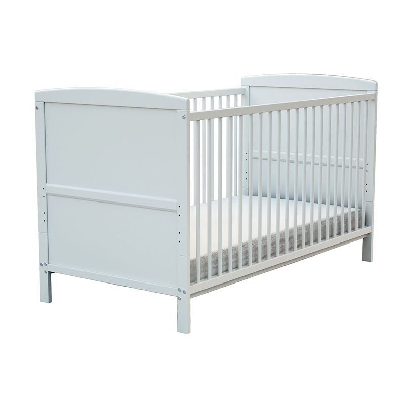 Lit bébé évolutif en bois avec matelas essentiel blanc 70x140cm, AT4 -