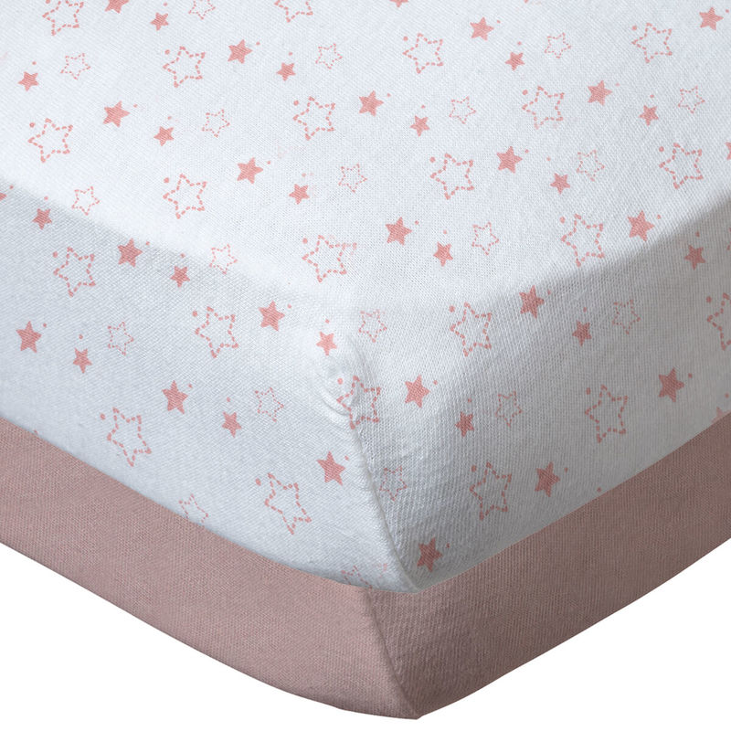 Baby Calin - Lot de 2 draps housse en coton 70x140 cm Rose/Imprimé étoiles, Babycalin -