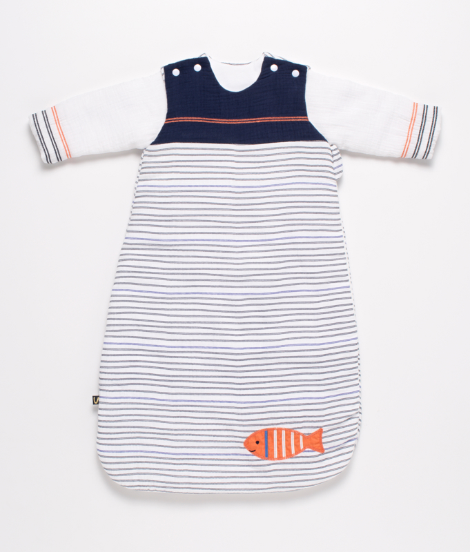 Gigoteuse bébé hiver à manches amovibles marinière, Sauthon -