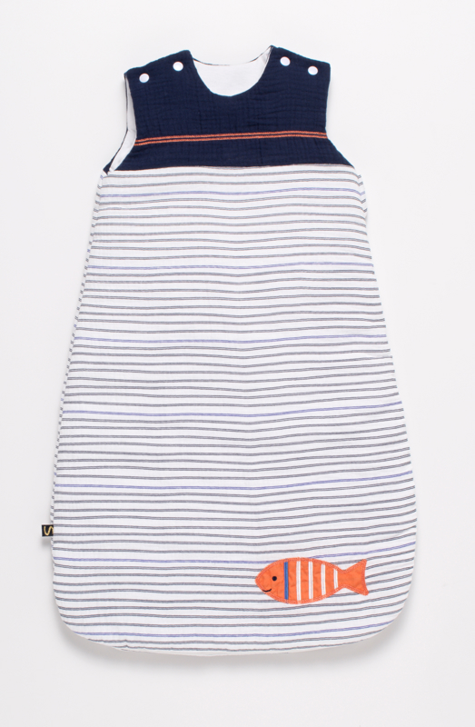 Gigoteuse bébé hiver en double gaze de coton marinière, Sauthon -
