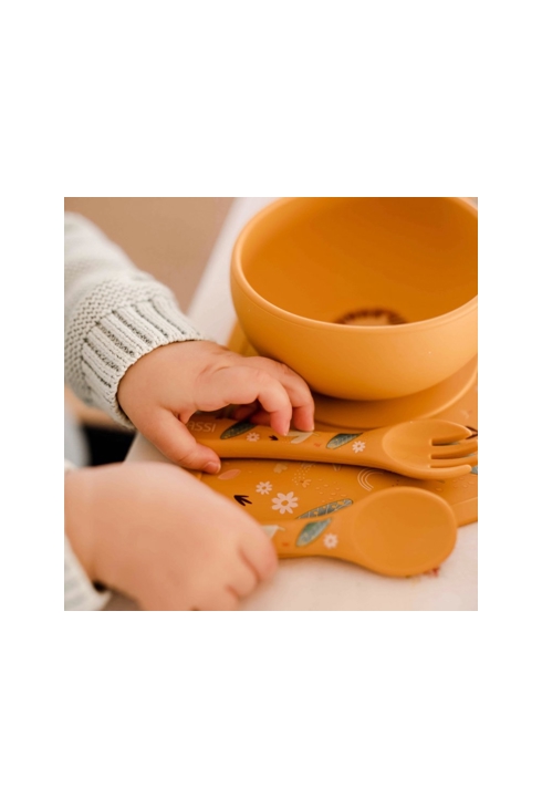 Set fourchette et cuillère en silicone animaux, Sassi Junior