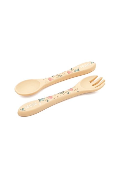 Set fourchette et cuillère en silicone animaux, Sassi Junior