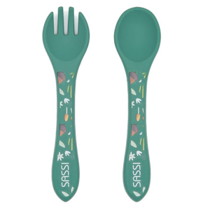 Set fourchette et cuillère en silicone  animaux, Sassi Junior 1