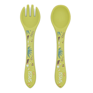 Set fourchette et cuillère en silicone  animaux, Sassi Junior 1