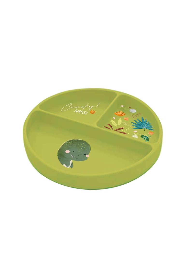 Assiette compartimentée en silicone avec ventouse  animaux, Sassi Junior 1