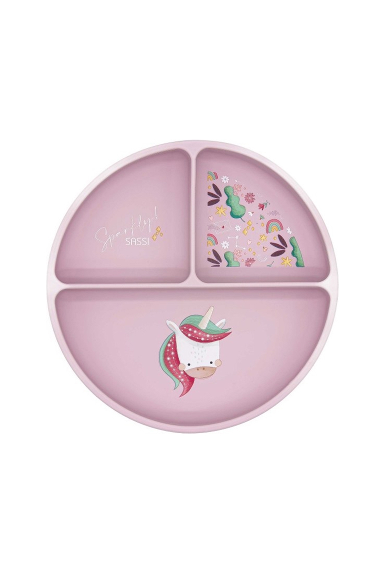 Assiette compartimentée en silicone avec ventouse  animaux, Sassi Junior 1