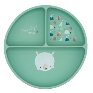 Assiette compartimentée en silicone avec ventouse  animaux, Sassi Junior 1