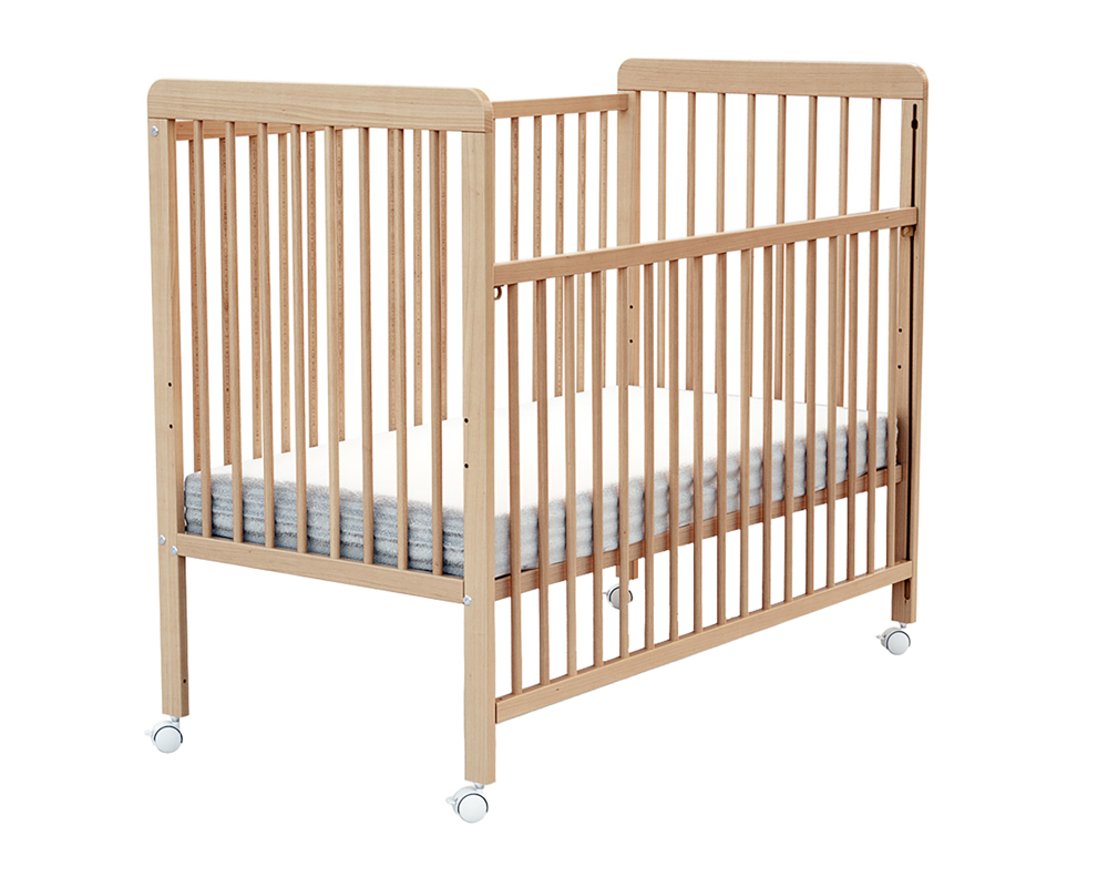 Lit bébé coulissant en bois avec matelas en bois ESSENTIEL Hêtre Verni -