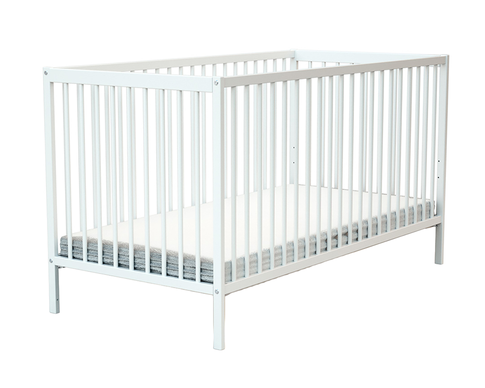 AT4 - Lit bébé en bois avec matelas en bois ESSENTIEL Blanc - Mixte