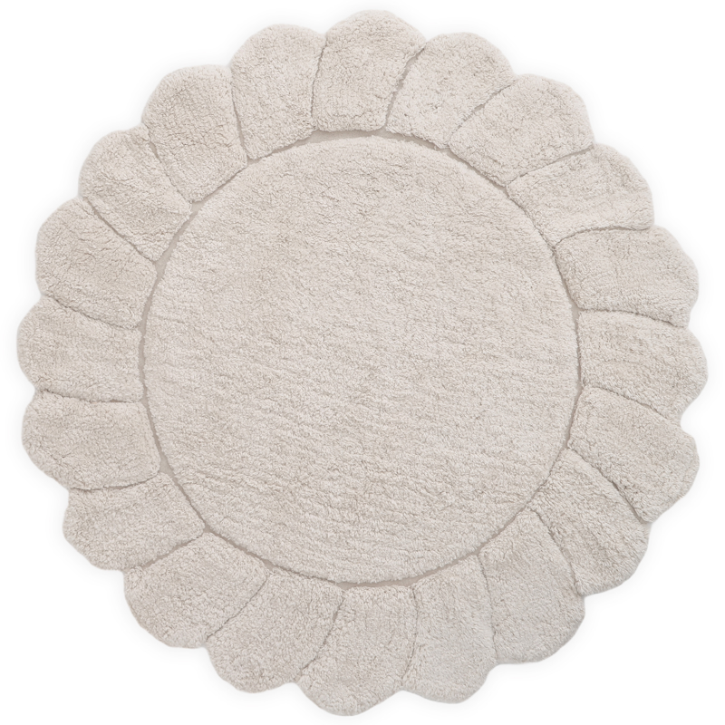 NATTIOT - Tapis 110cm coton lavable rond finition "pétales" GABRIELLE - Mixte