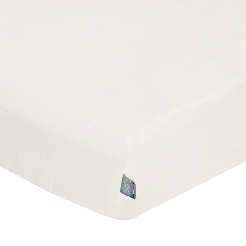 Drap housse 90x190cm en gaze de coton à carreaux, Sevira Kids -