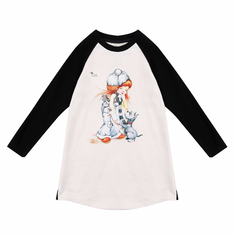 La Faute à Voltaire - Robe sweat fille beige noir dessin poulbot Baby, La Faute à Voltaire - Fille
