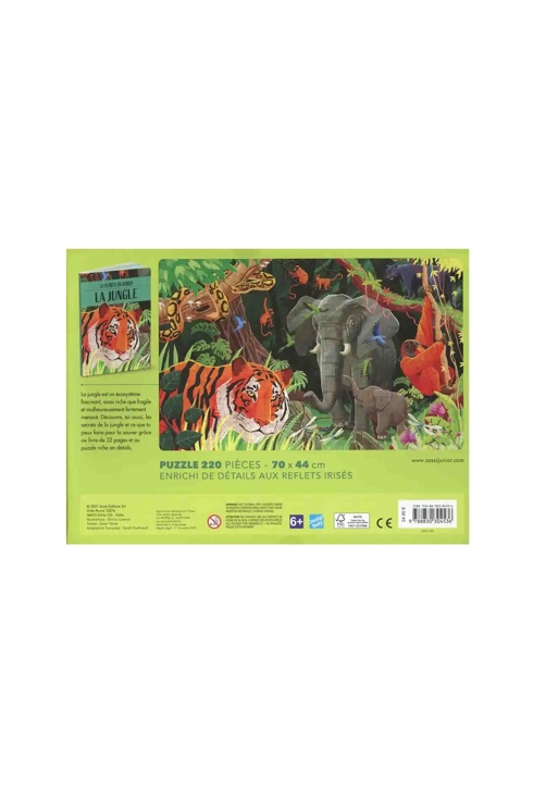 Puzzle & Livre La planète en danger la jungle, Sassi Junior