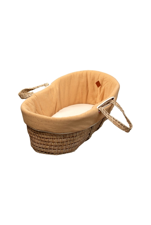 Habillage de couffin en gaze de coton pois dorés, Sevira Kids
