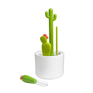 Présentoir de lave biberons 4 brosses et goupillons blanc et vert CACTI™, Boon 1