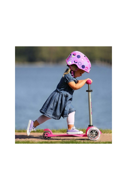 Trottinette 3 roues mini plus led rose, Micro