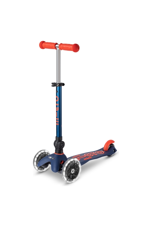 3 roues mini deluxe bleu marine pliable led, micro
