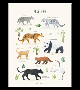 Affiche seule animaux d'Asie Living earth 30x40 cm, Lilipinso 1