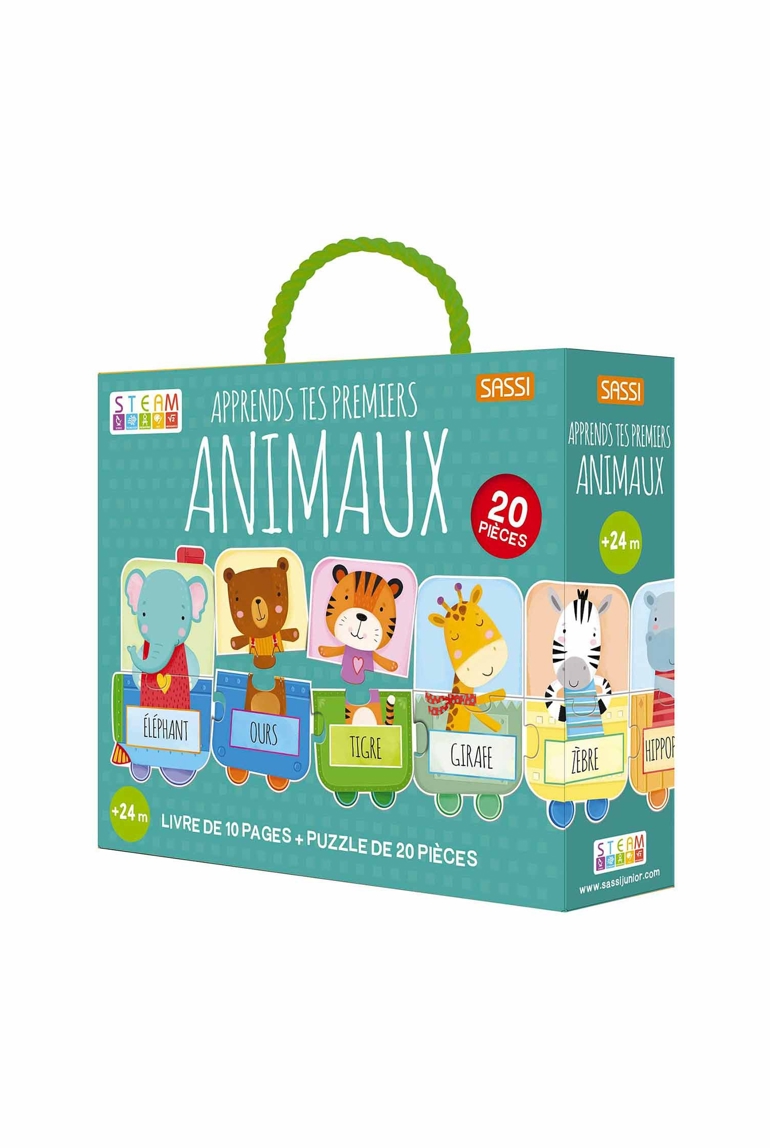 Puzzle & Livre  apprends tes premiers animaux, Sassi Junior 1