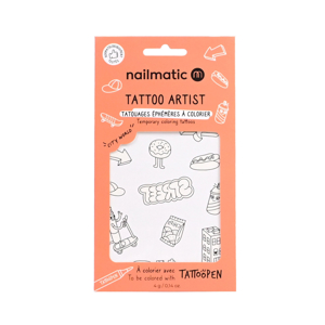 12 Tatouages à colorier City World, Tattoo Artist Nailmatic 1