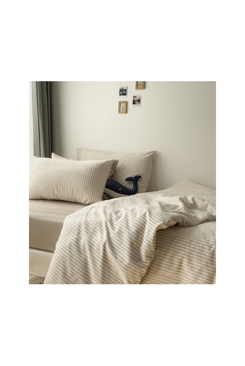 Housse de couette Percale de Coton Bio rayé 1 personne