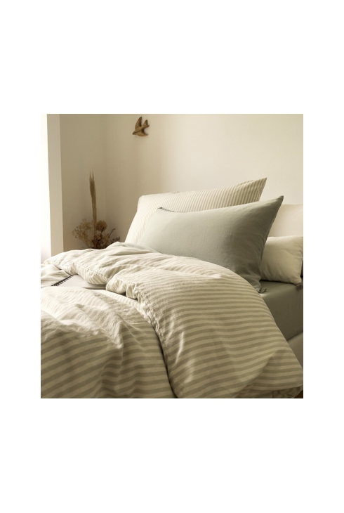 Housse de couette Percale de Coton Bio rayé 1 personne