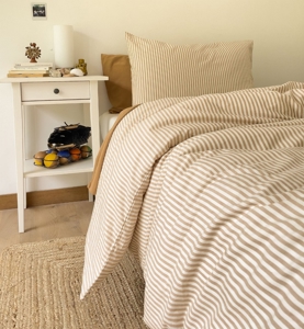 Housse de couette Percale de Coton Bio rayé 1 personne 1
