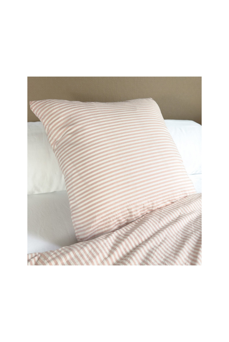 Taie d'oreiller Percale de Coton Bio rayé 1