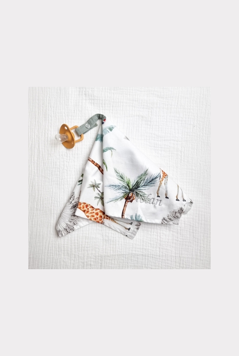 Doudou lange attache tétine en coton safari, Sevira Kids