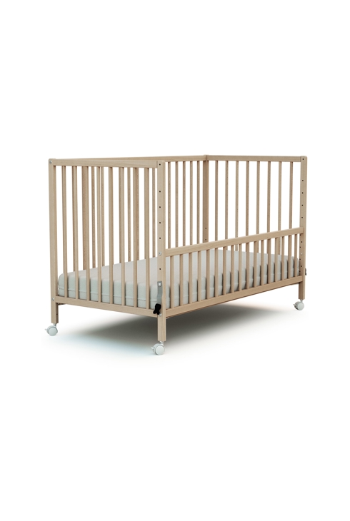 Lit bébé cododo en bois avec roulettes Hêtre Brut 60 x 120 cm LIO